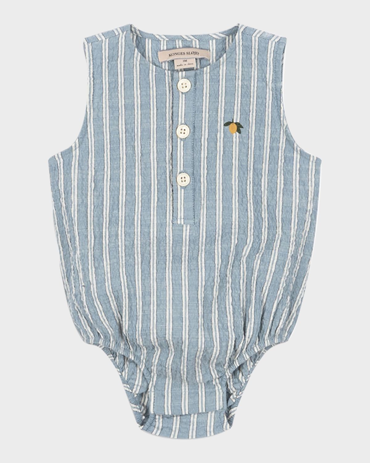 Konges Slojd Boy 's Elliot Seersucker Romper, Size 3M-18M
