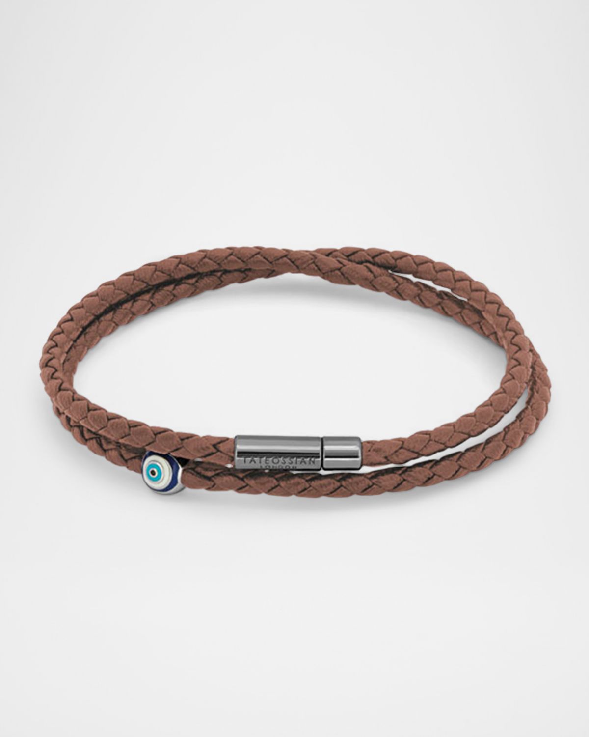 Tateossian Men 's Recycled Cable Bracelet with Enamel Evil Eye
