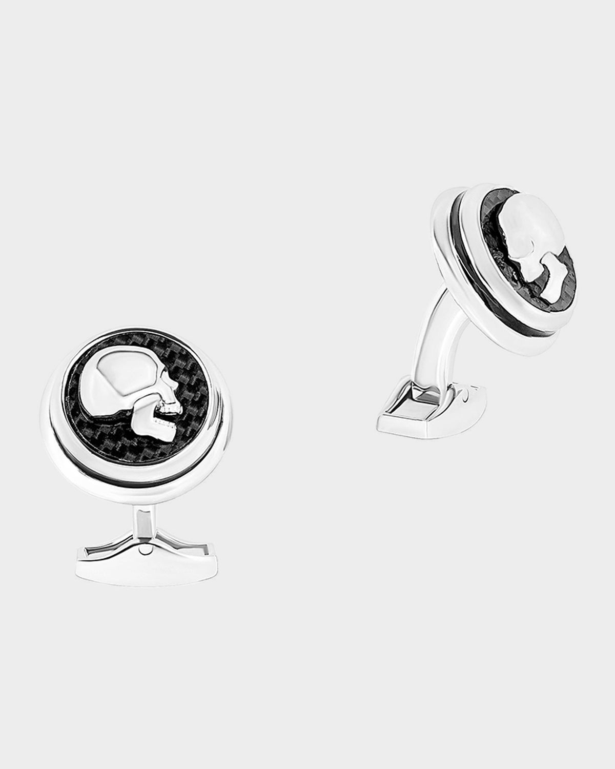 Tateossian Men 's Carbon Fiber Skull Cufflinks