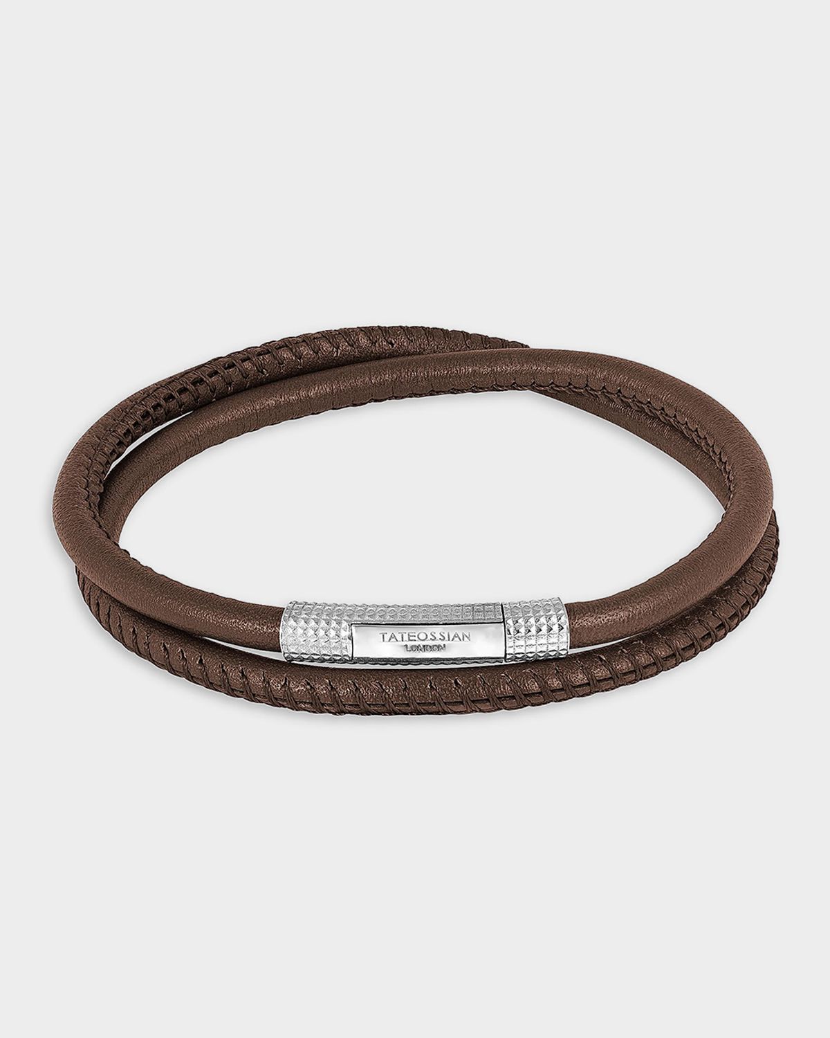 Tateossian Men 's Giza Click Stitch Pelle Double-Wrap Leather Bracelet