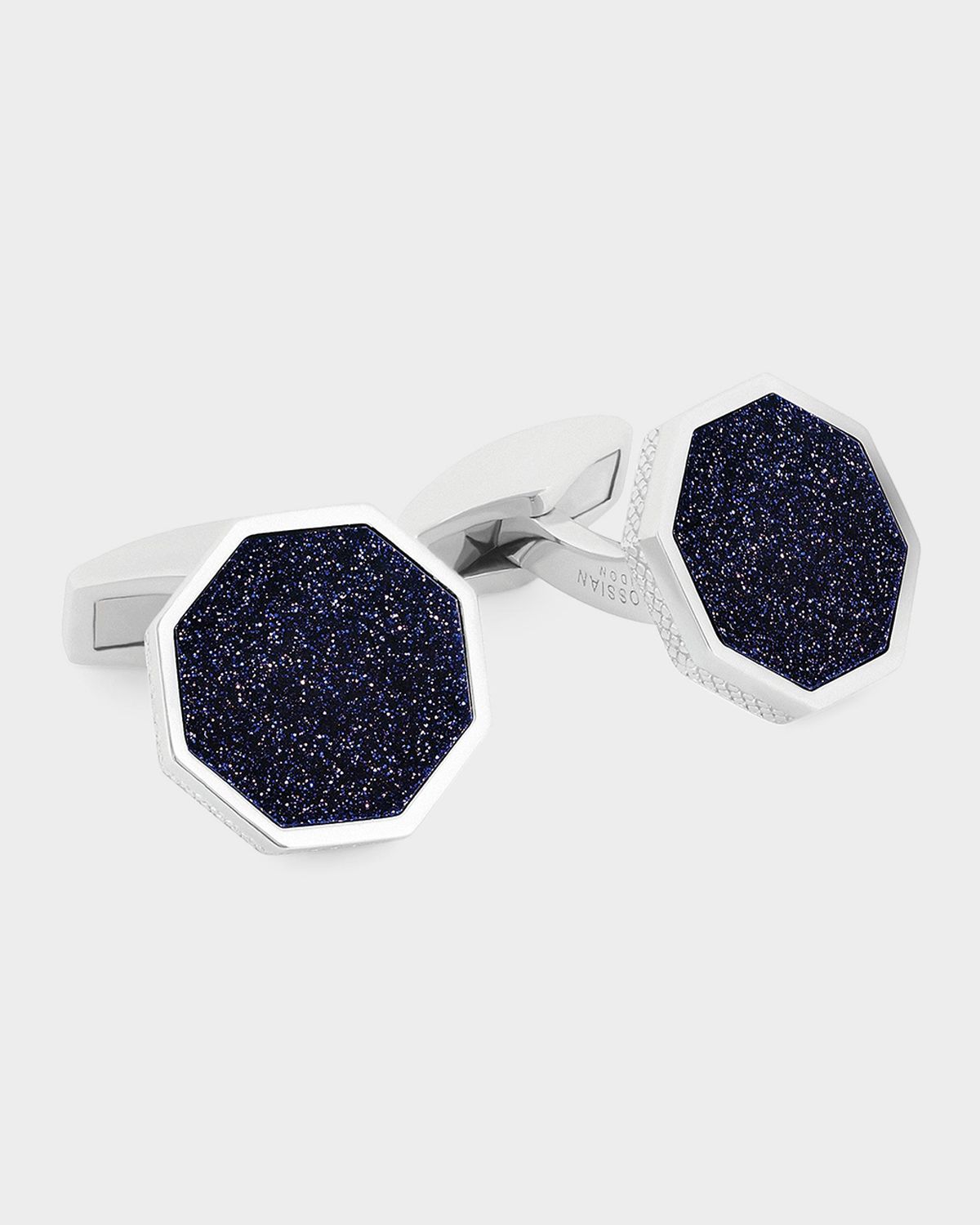 Tateossian Men 's Londons Eye Blue Goldstone Octagonal Cufflinks