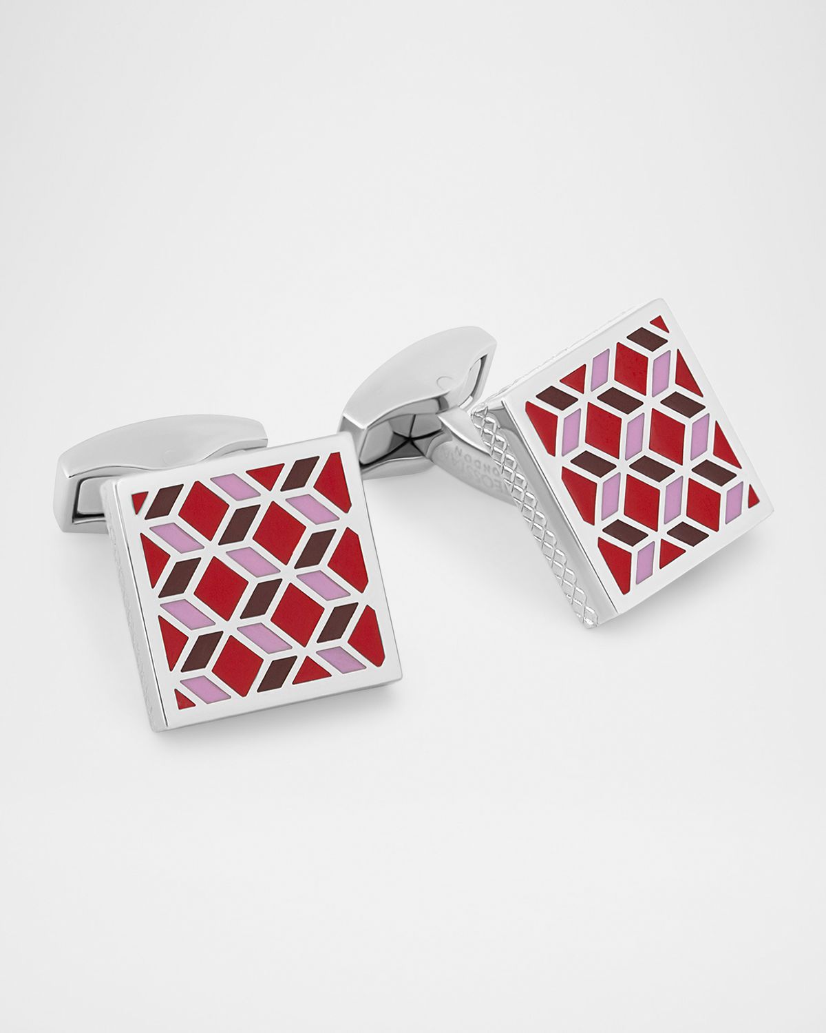 Tateossian Men 's Square 3D Cube Enamel Cufflinks