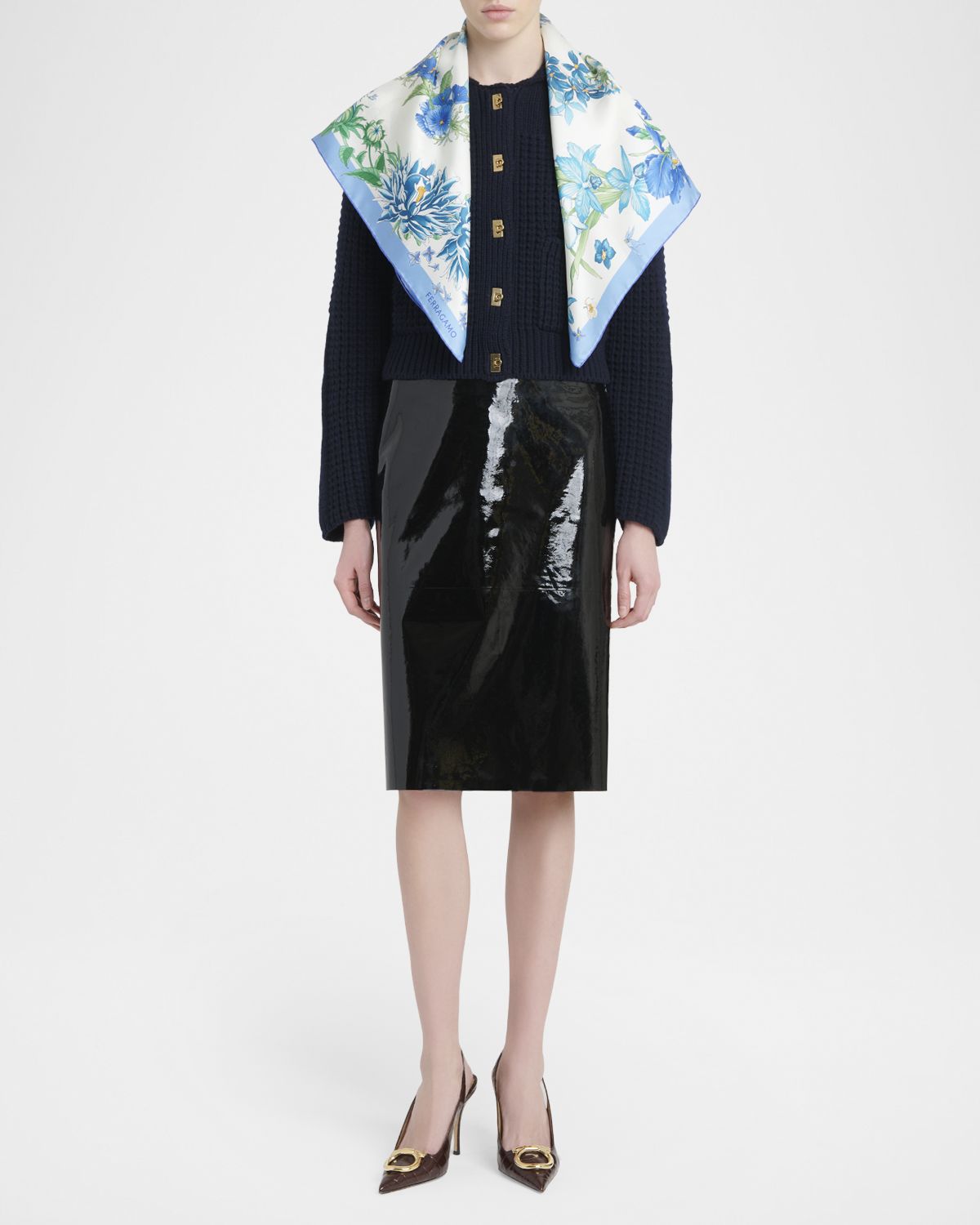 Ferragamo Spring-Print Silk Scarf | Thumbnail 4 Ferragamo Spring-Print Silk Scarf | Thumbnail 4