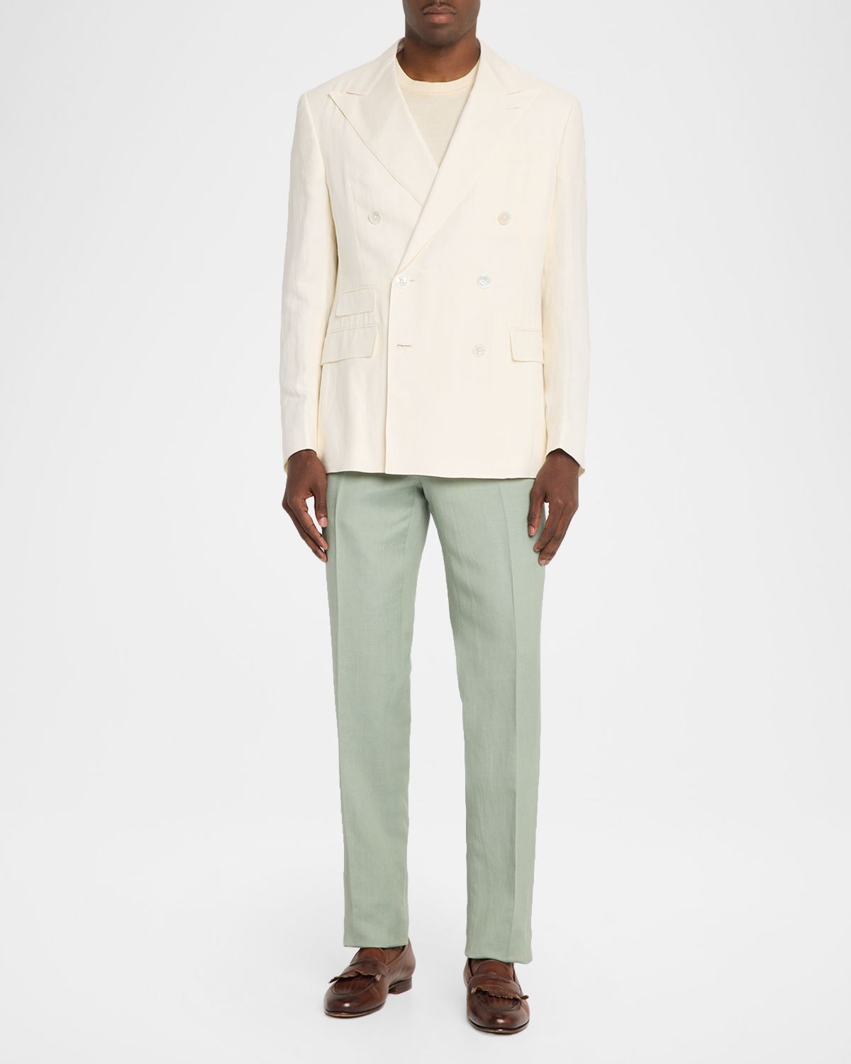 Ralph Lauren Purple Label Men 's Kent Linen Peak Lapel Double-Breasted Sport Coat