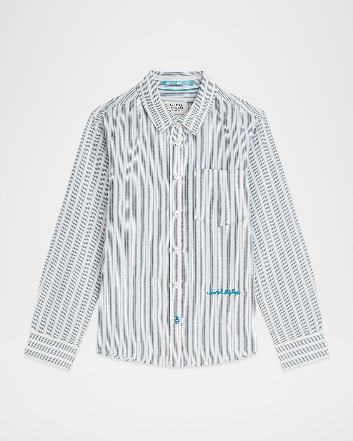 Scotch & Soda Boy 's Striped Linen Cotton Shirt, Size 4-