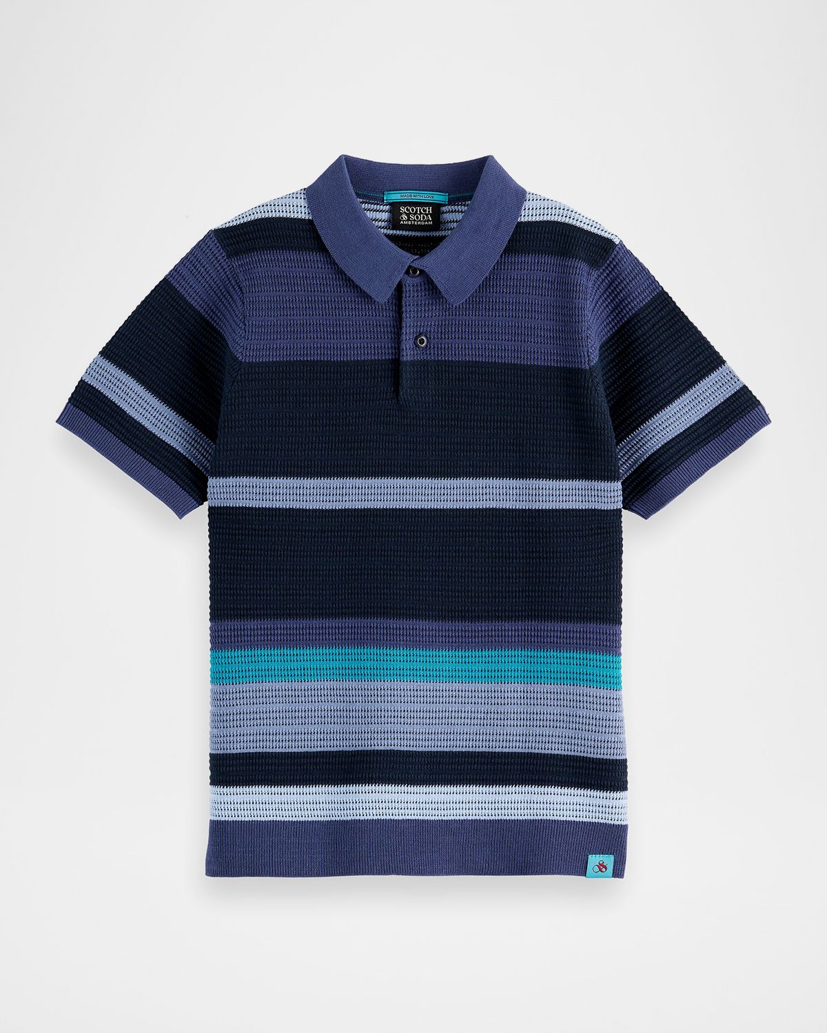 Scotch & Soda Boy 's Structured Knit Striped Polo Shirt, Size 4-