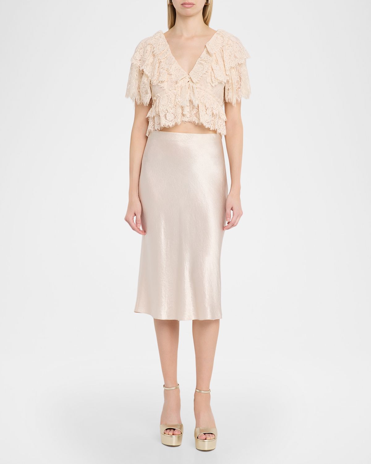 LoveShackFancy Caper Lace Ruffle Crop Top