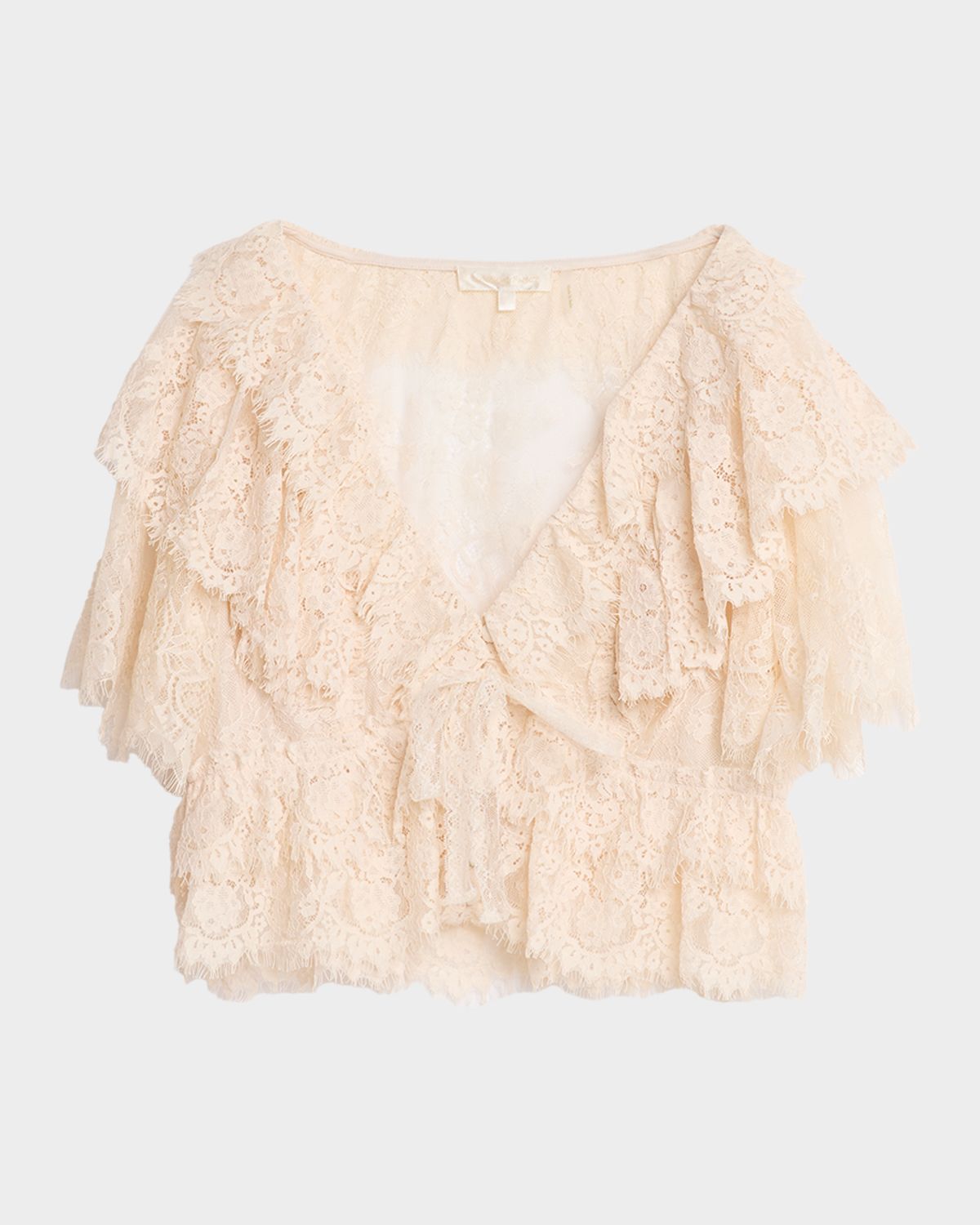 LoveShackFancy Caper Lace Ruffle Crop Top
