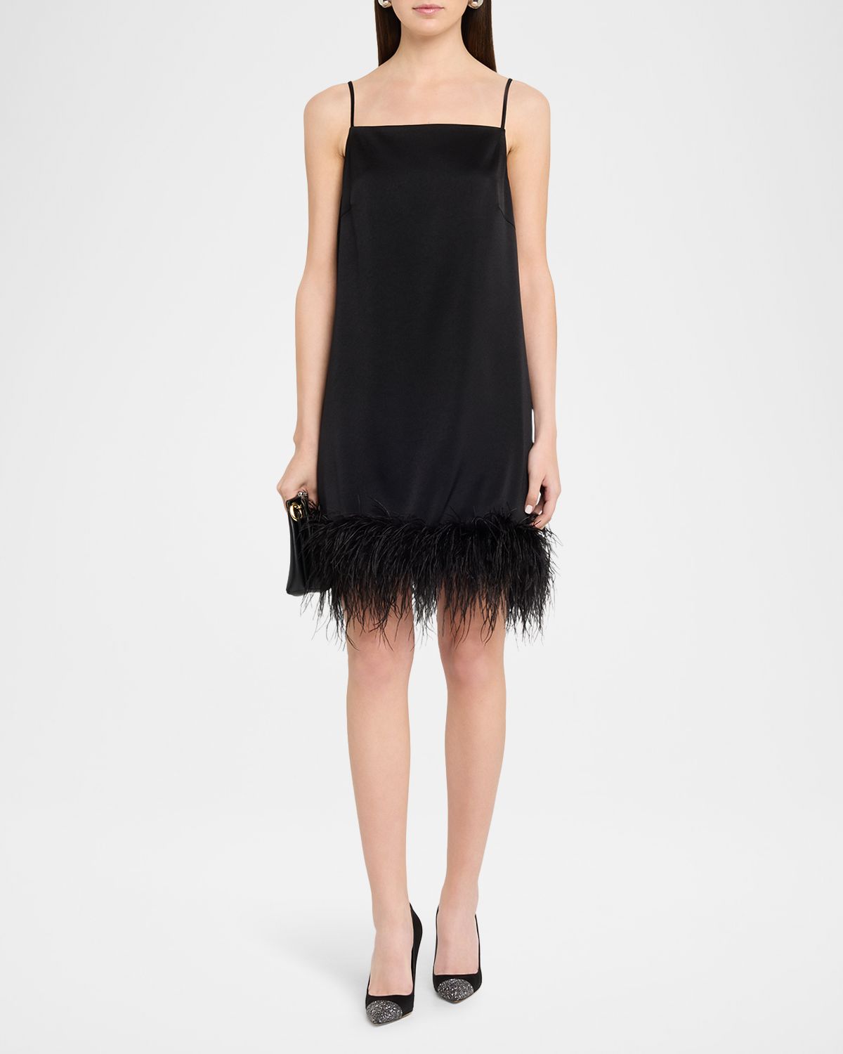 Ungaro Blakely Feather-Hem Mini Shift Dress