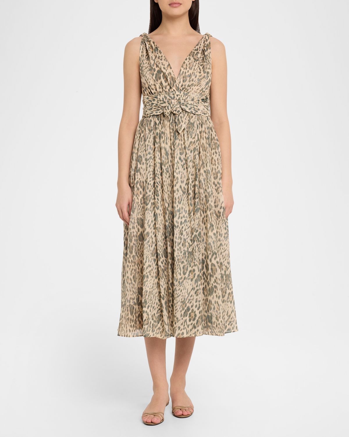 Ungaro Jillian Sleeveless Leopard-Print Cotton Dress