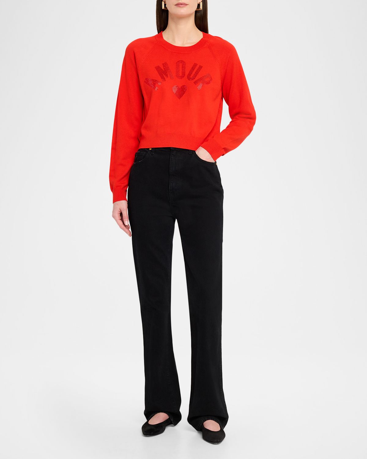 Cinq a Sept Amour Embellished Crewneck Sweater