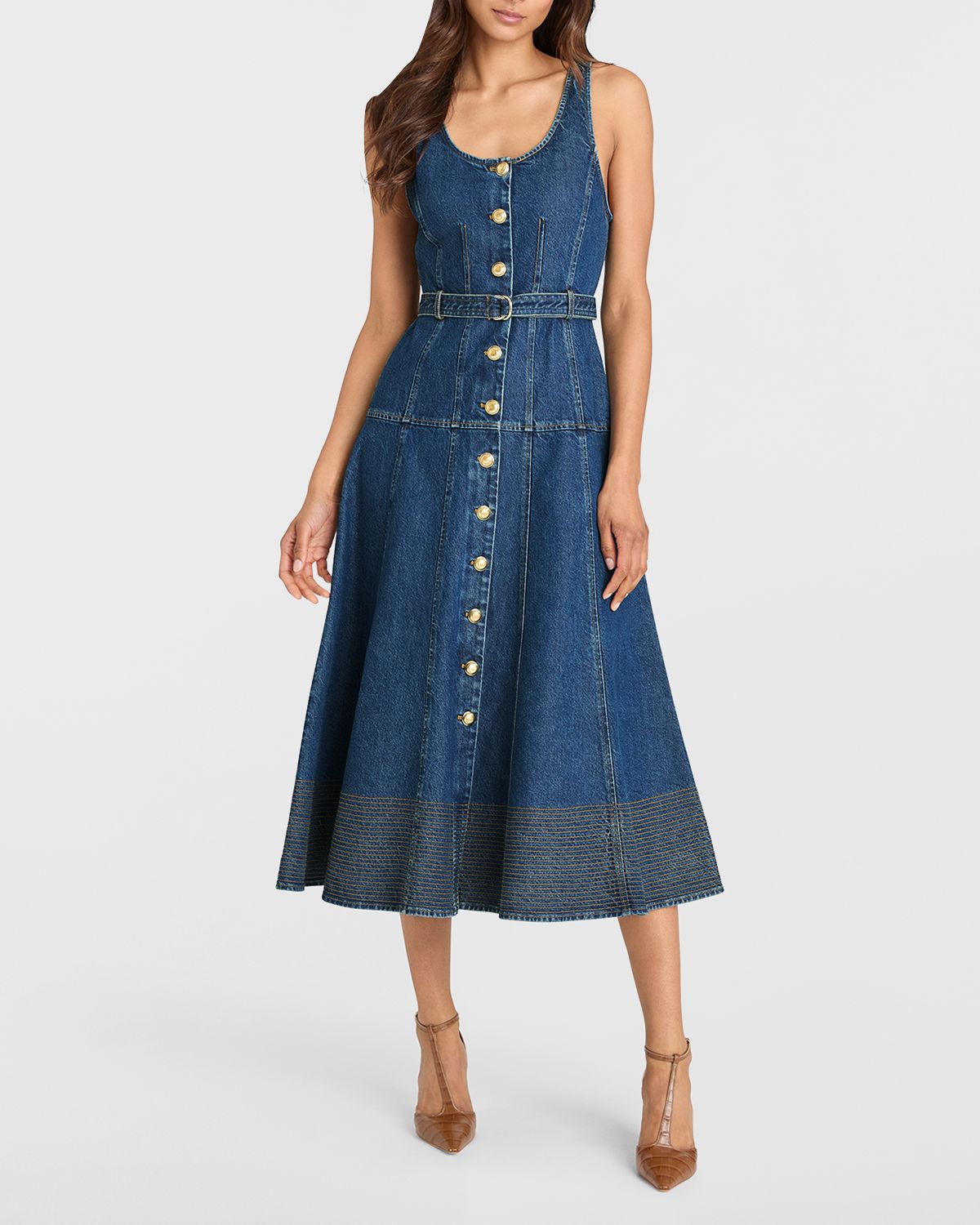 Cinq a Sept Kehlani A-Line Denim Midi Dress