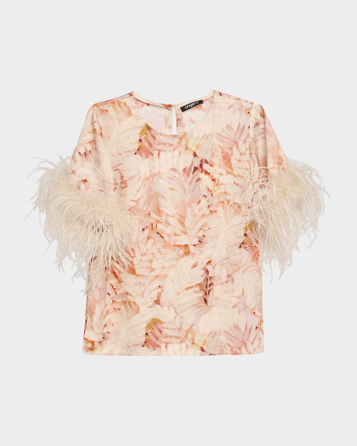 Ungaro Logan Feather-Cuff Floral-Print Blouse | Thumbnail 6 Ungaro Logan Feather-Cuff Floral-Print Blouse | Thumbnail 6