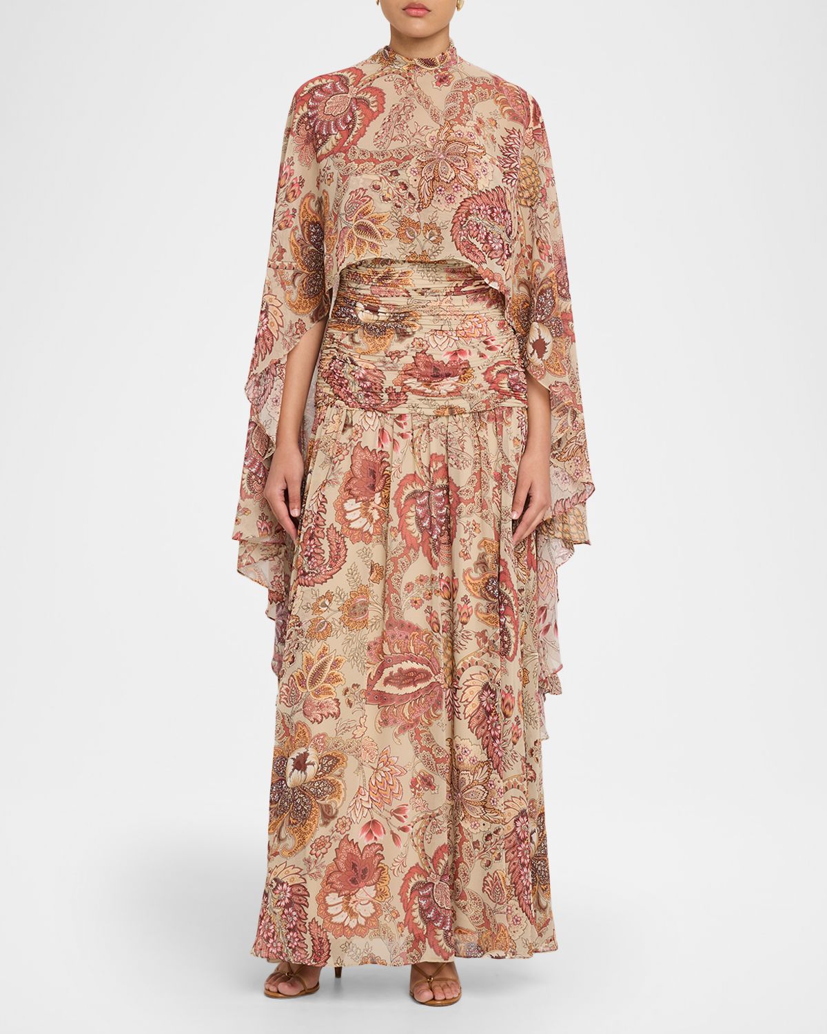 Ungaro Gretchen Floral-Print Maxi Dress with Cape