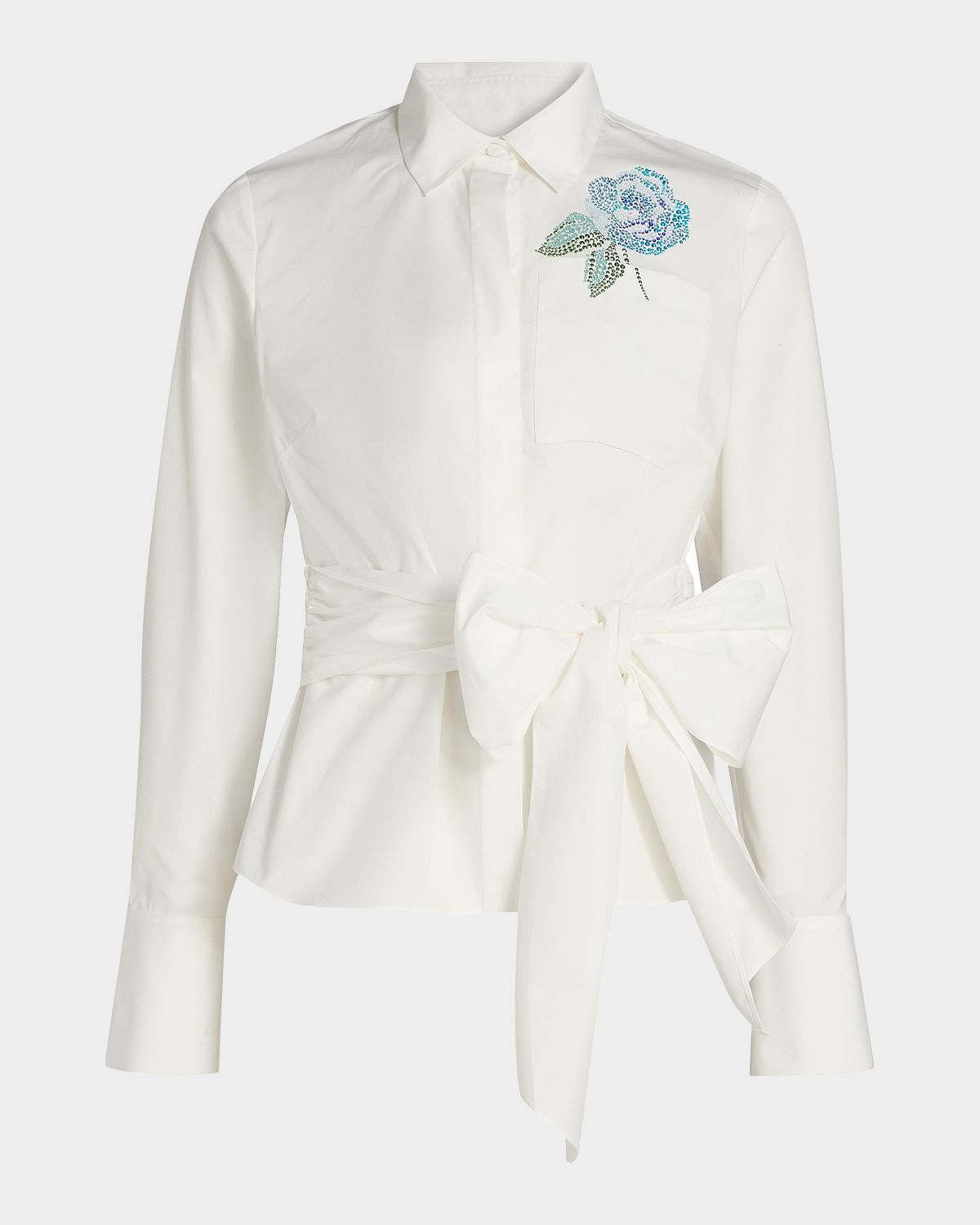 Ungaro Dixie Embellished Bow-Belt Button-Down Blouse