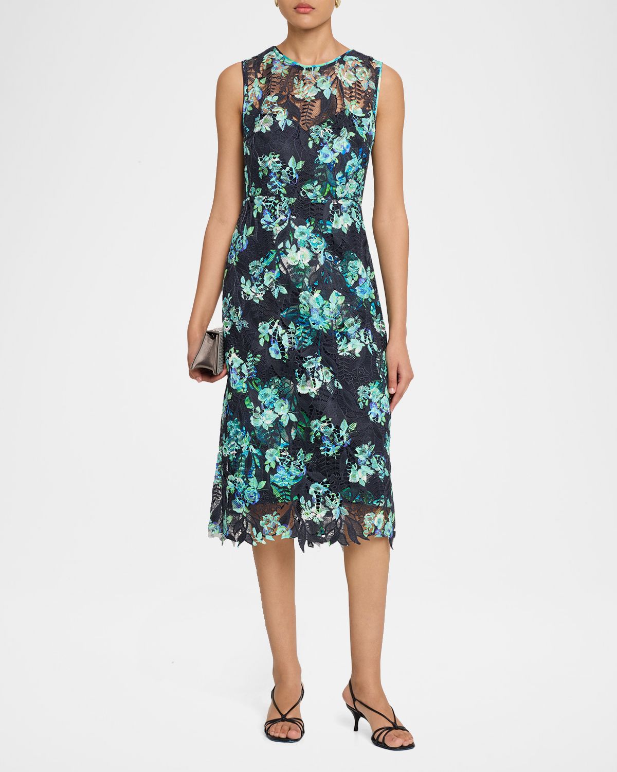 Ungaro Palmer Floral-Print Lace Midi Sheath Dress