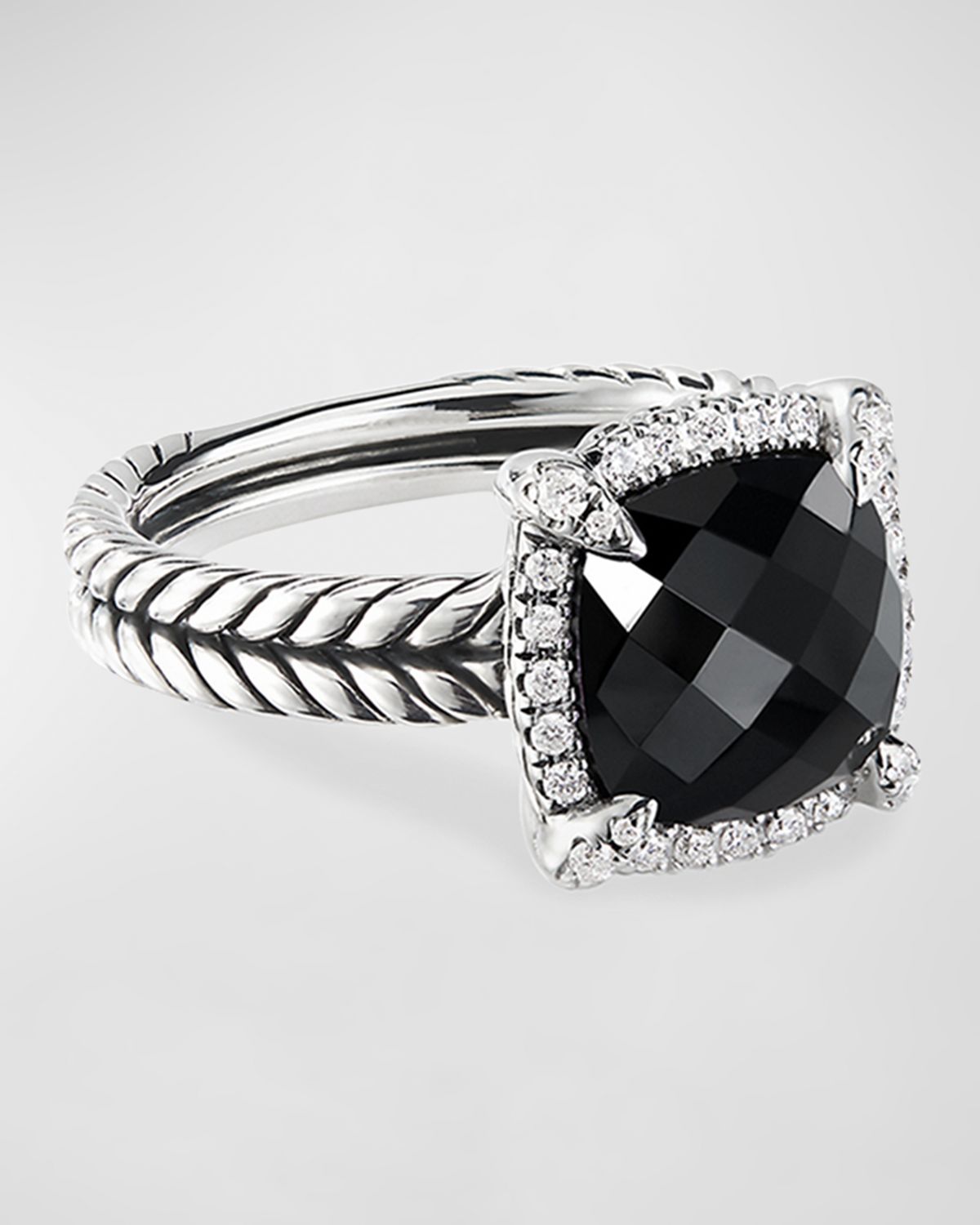 David Yurman Chatelaine Pavé Bezel Ring with Gemstone and Diamonds in Silver