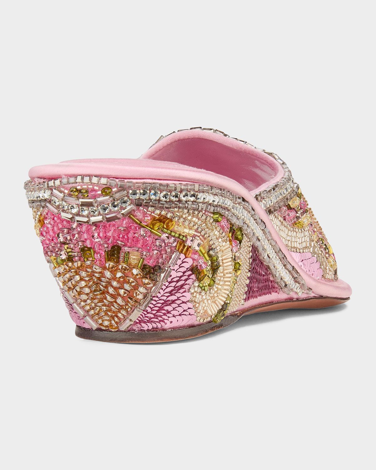 Versace 50mm Beaded Satin Peep-Toe Wedge Mules | Thumbnail 5 Versace 50mm Beaded Satin Peep-Toe Wedge Mules | Thumbnail 5