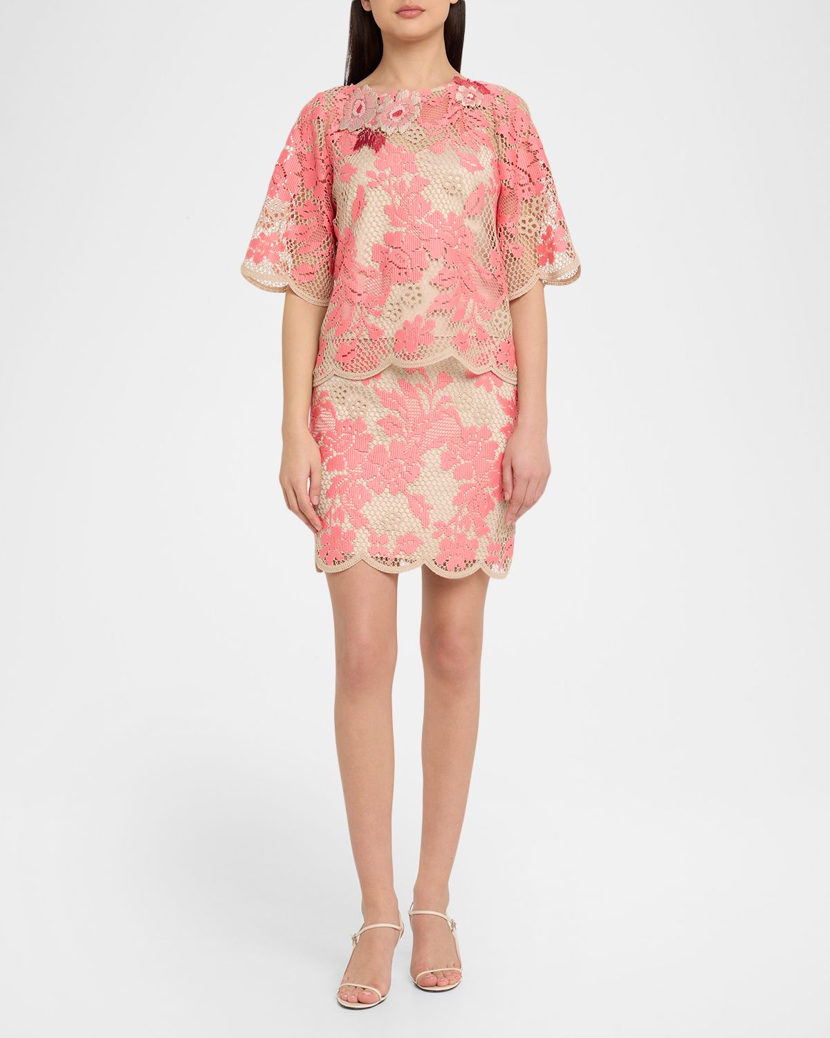 Ungaro Hunter Scalloped Floral Lace Mini Skirt
