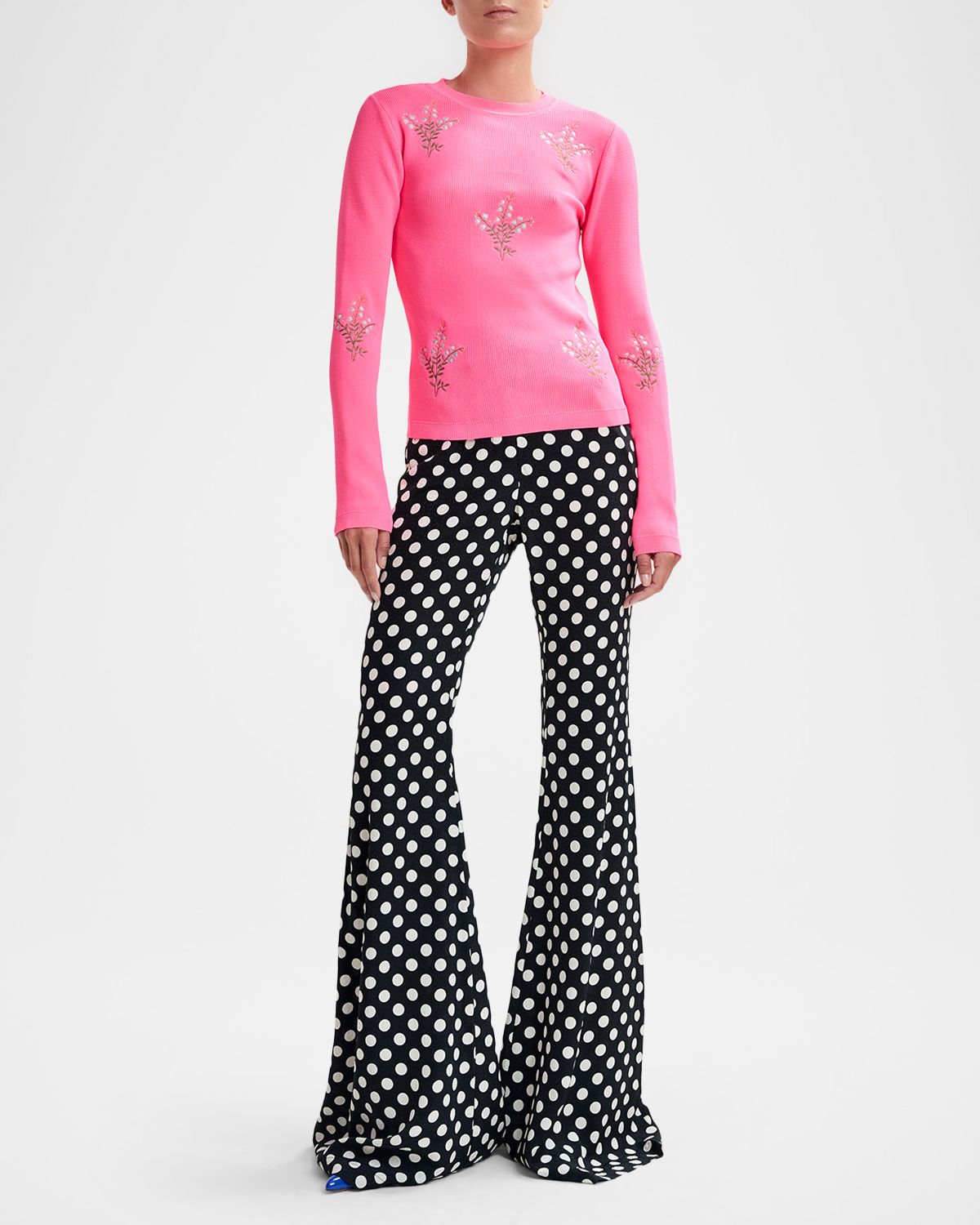Essentiel Antwerp Jodie Polka-Dot Fitted Flare Pants