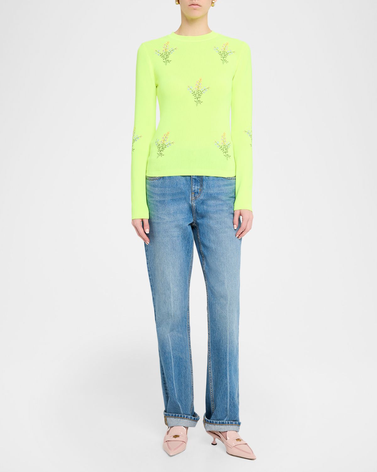 Essentiel Antwerp Jardens Embroidered Rib-Knit Sweater