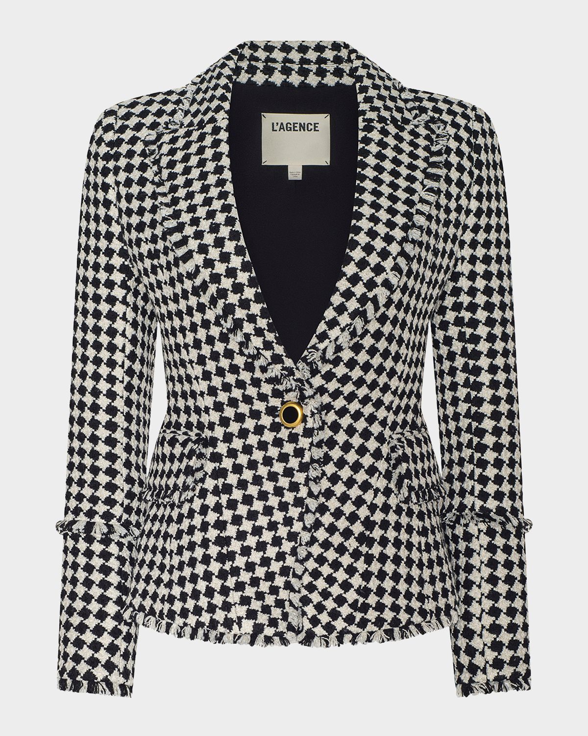 L 'Agence Kaisley Diamond Textured Tweed Single-Breasted Blazer