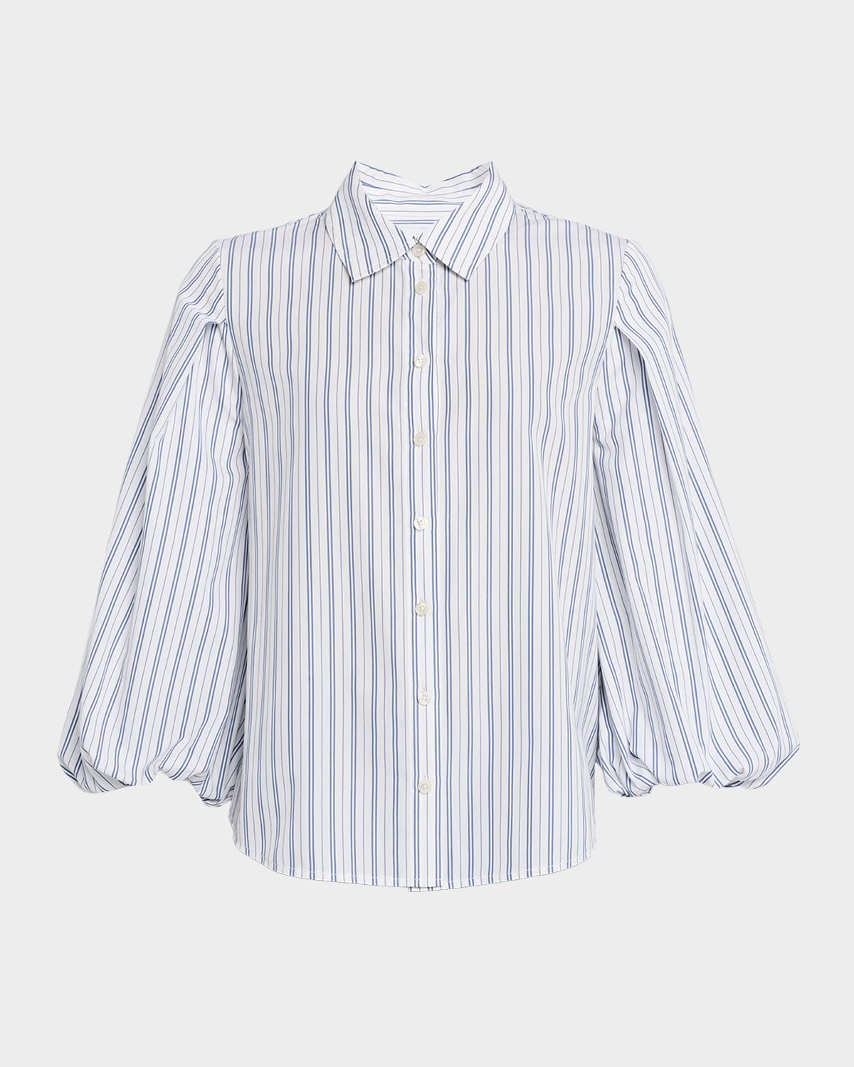 Tanya Taylor Marina Stripe Blouson-Sleeve Shirt