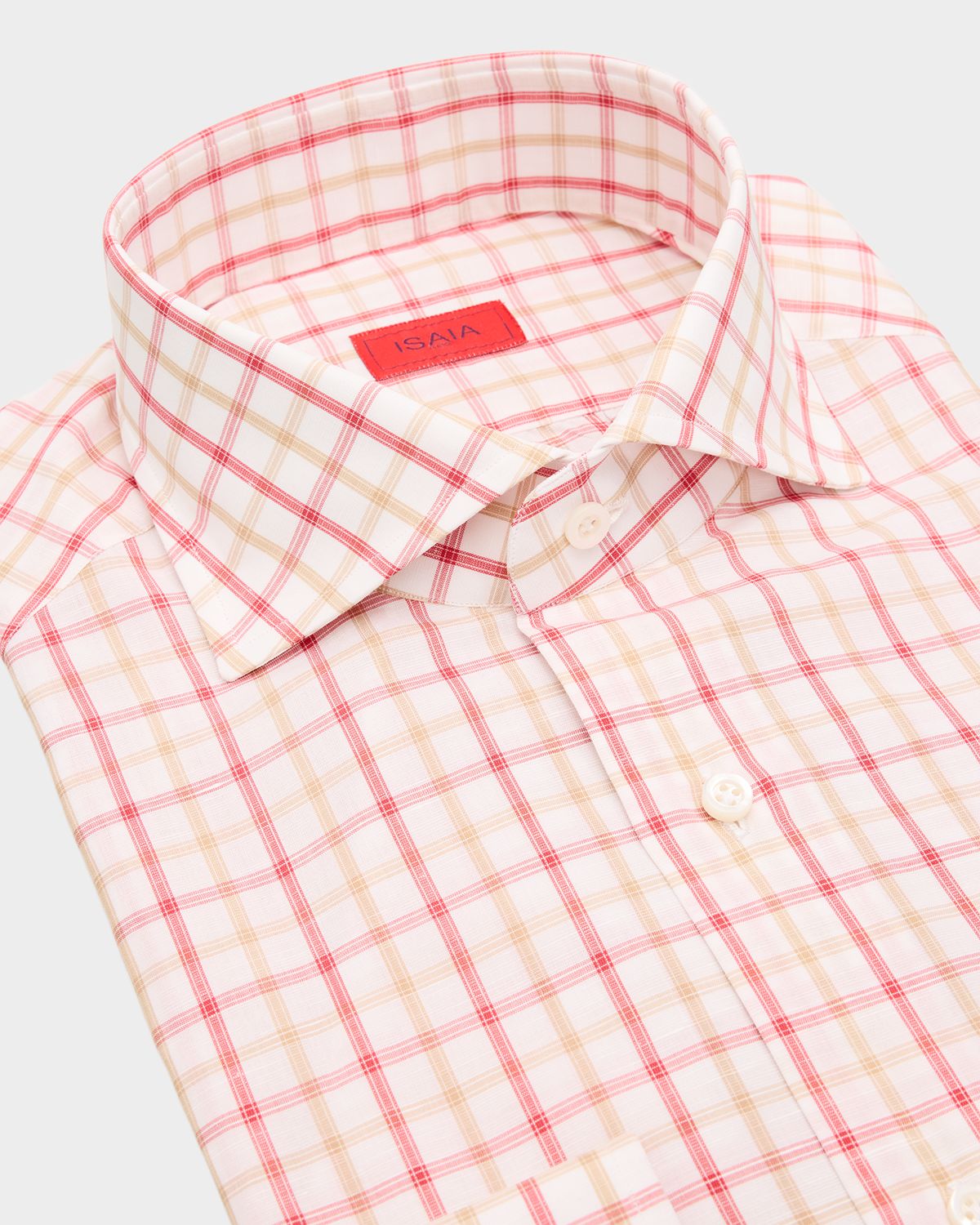 Isaia Men 's Bicolor Plaid Cotton and Linen Dress Shirt