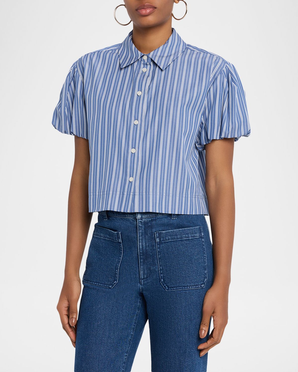 Tanya Taylor Elza Stripe Puff-Sleeve Shirt | Thumbnail 4 Tanya Taylor Elza Stripe Puff-Sleeve Shirt | Thumbnail 4
