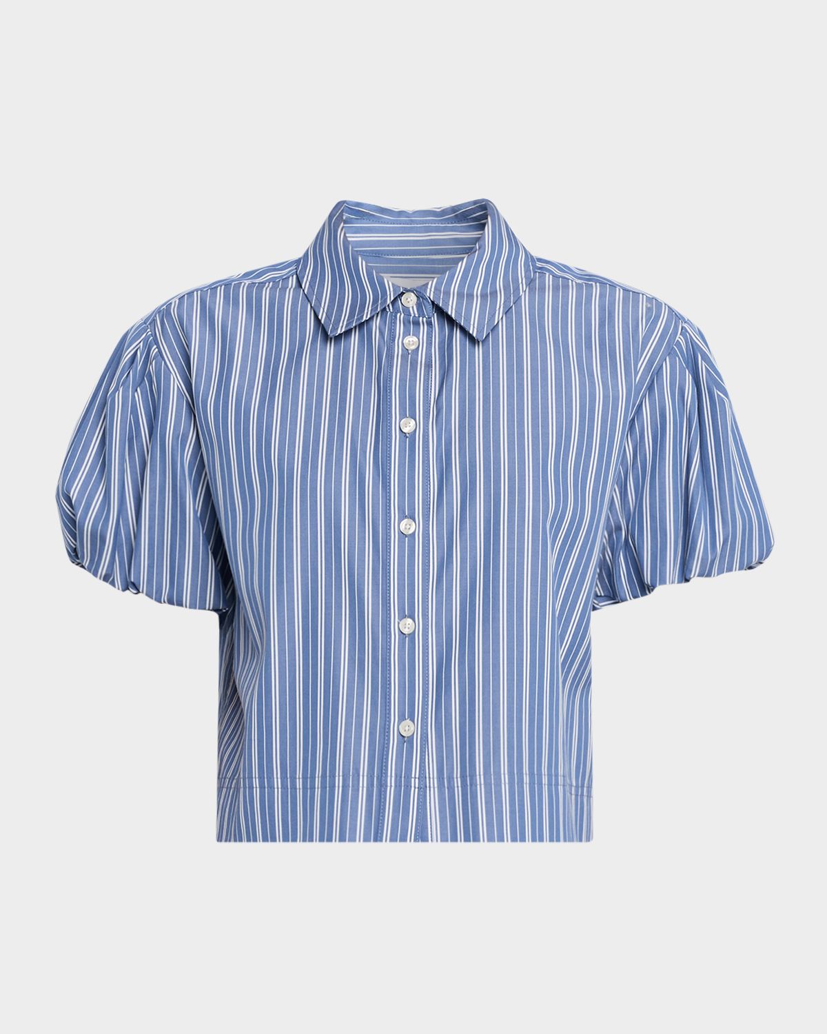 Tanya Taylor Elza Stripe Puff-Sleeve Shirt