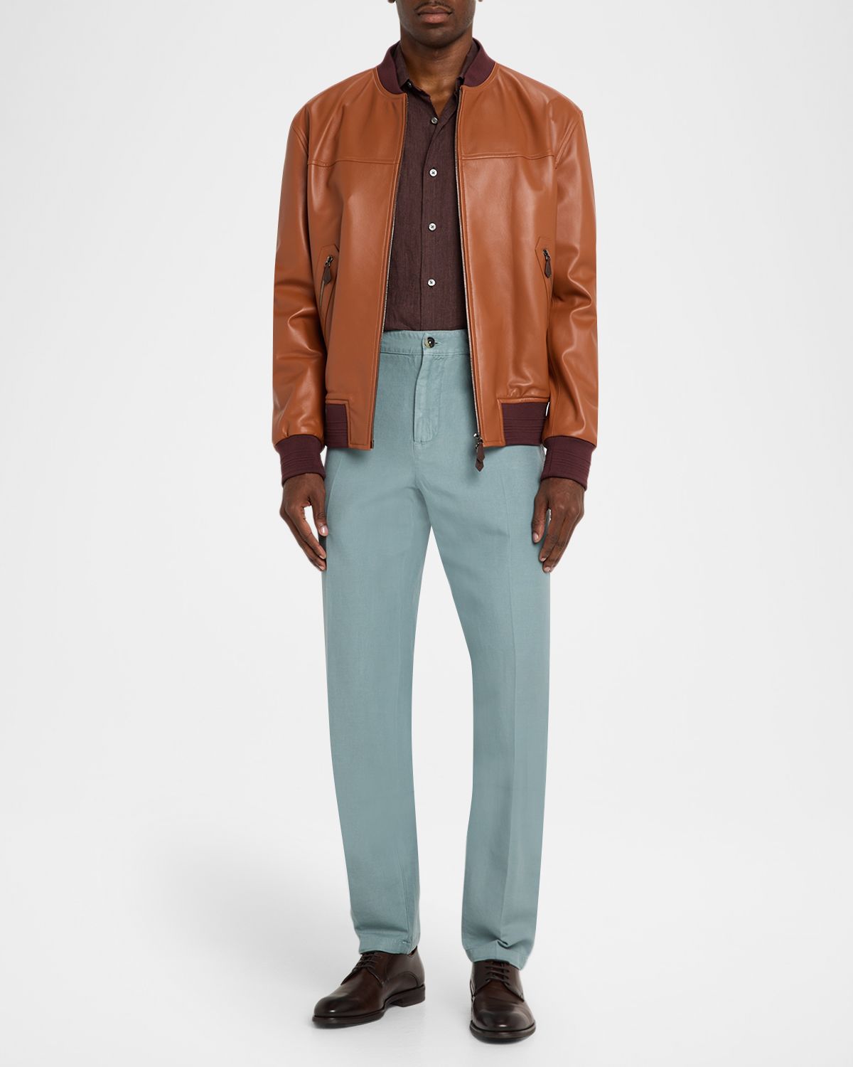 Isaia Men 's Leather Bomber Jacket | Thumbnail 5 Isaia Men 's Leather Bomber Jacket | Thumbnail 5
