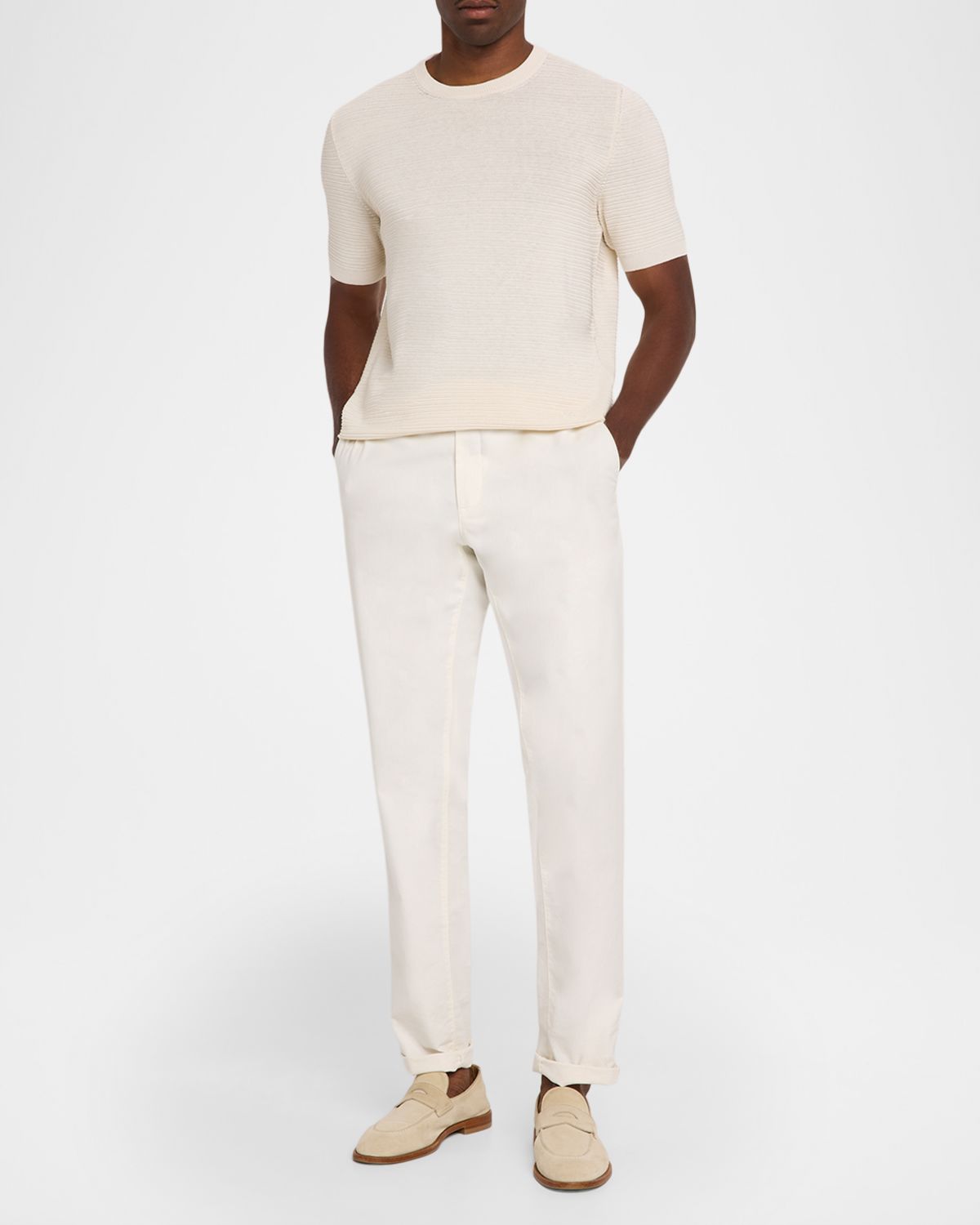 Isaia Men 's Silk/Linen Ribbed Short-Sleeve Sweater