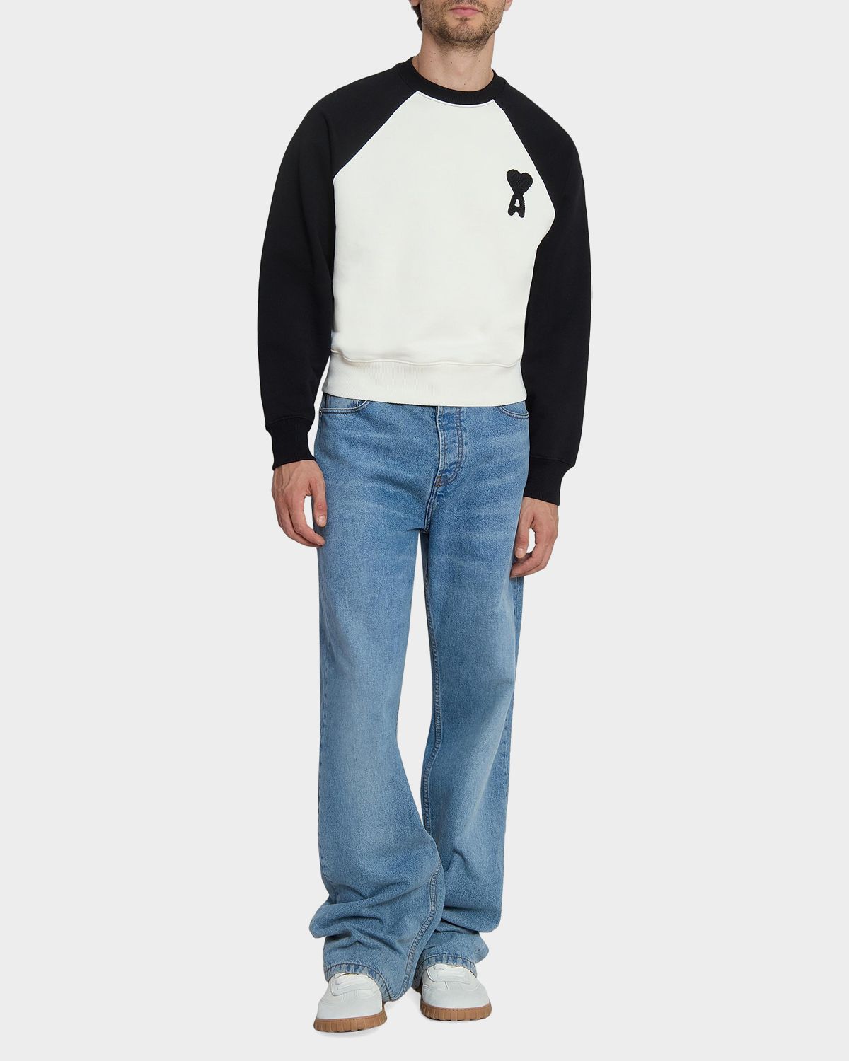 Ami Paris Boxy Crochet Ami De Coeur Raglan Sweatshirt