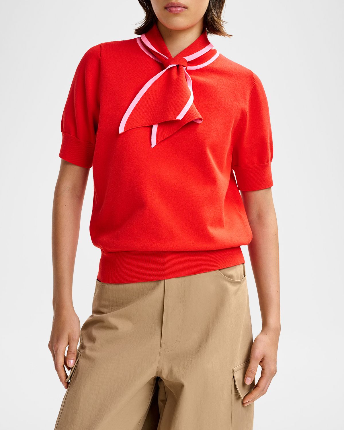 Essentiel Antwerp Jonda Fine-Knit Polo with Contrast Collar