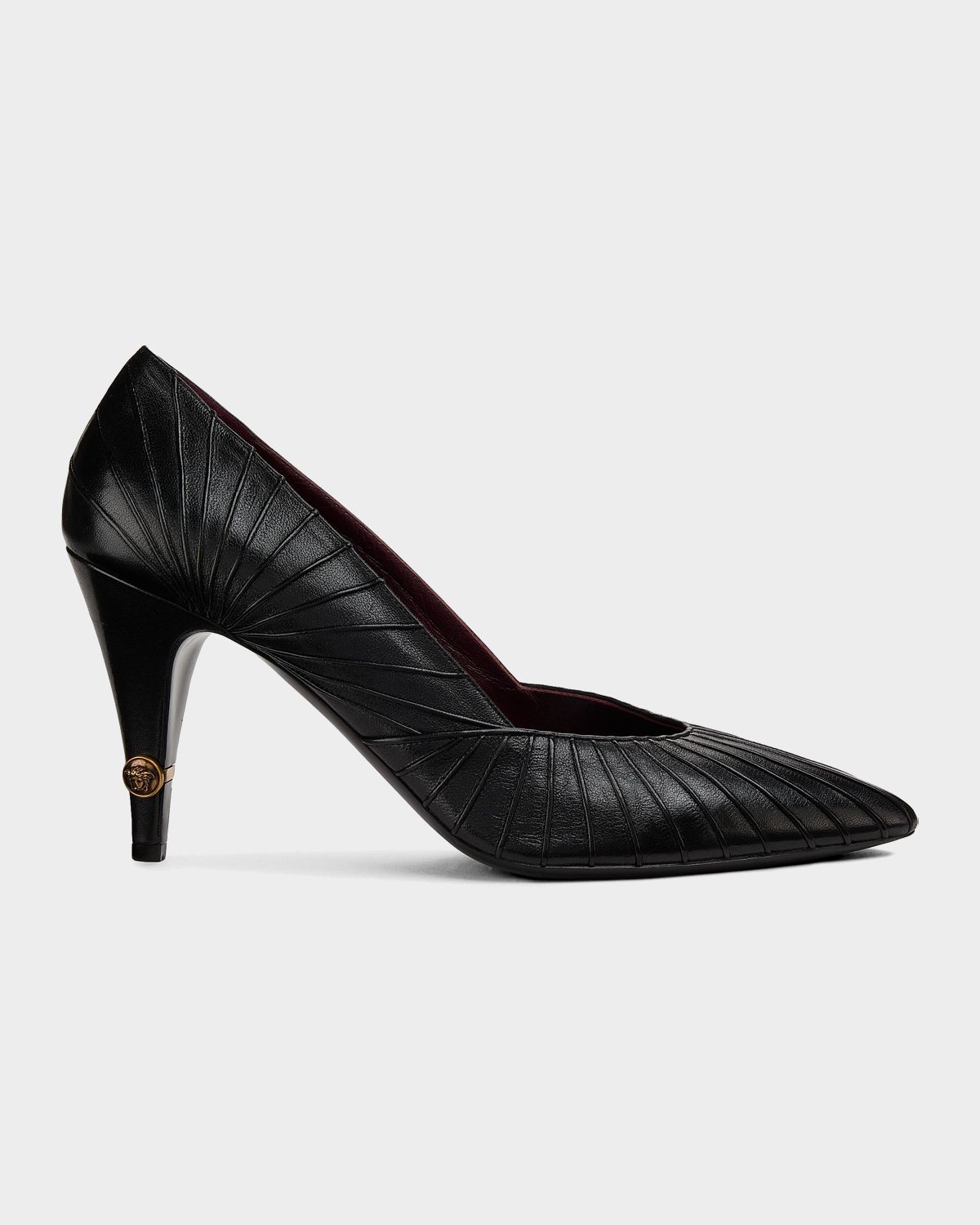 Versace 90mm Gianni Textured Leather Pumps
