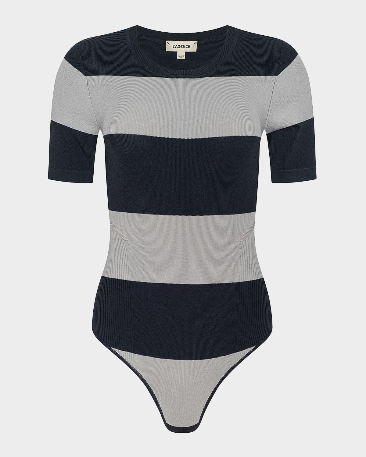 L 'Agence Rosemond Striped Crewneck Bodysuit
