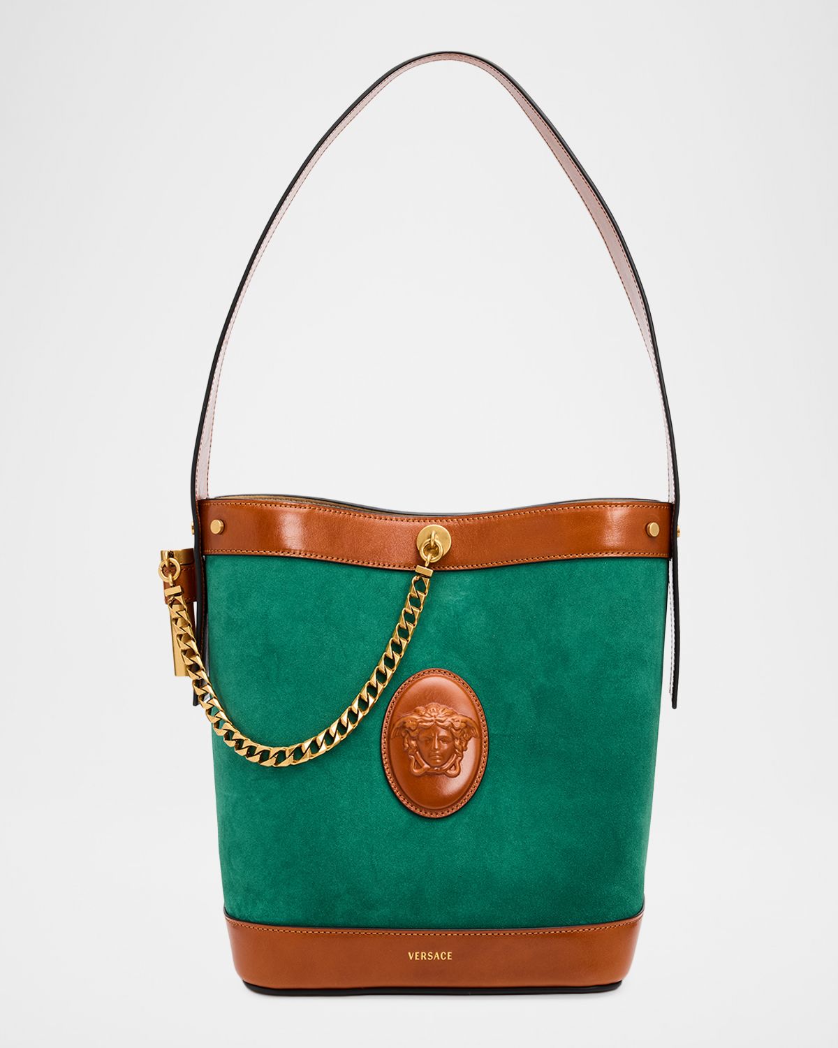 Versace Medusa Small Suede Bucket Bag