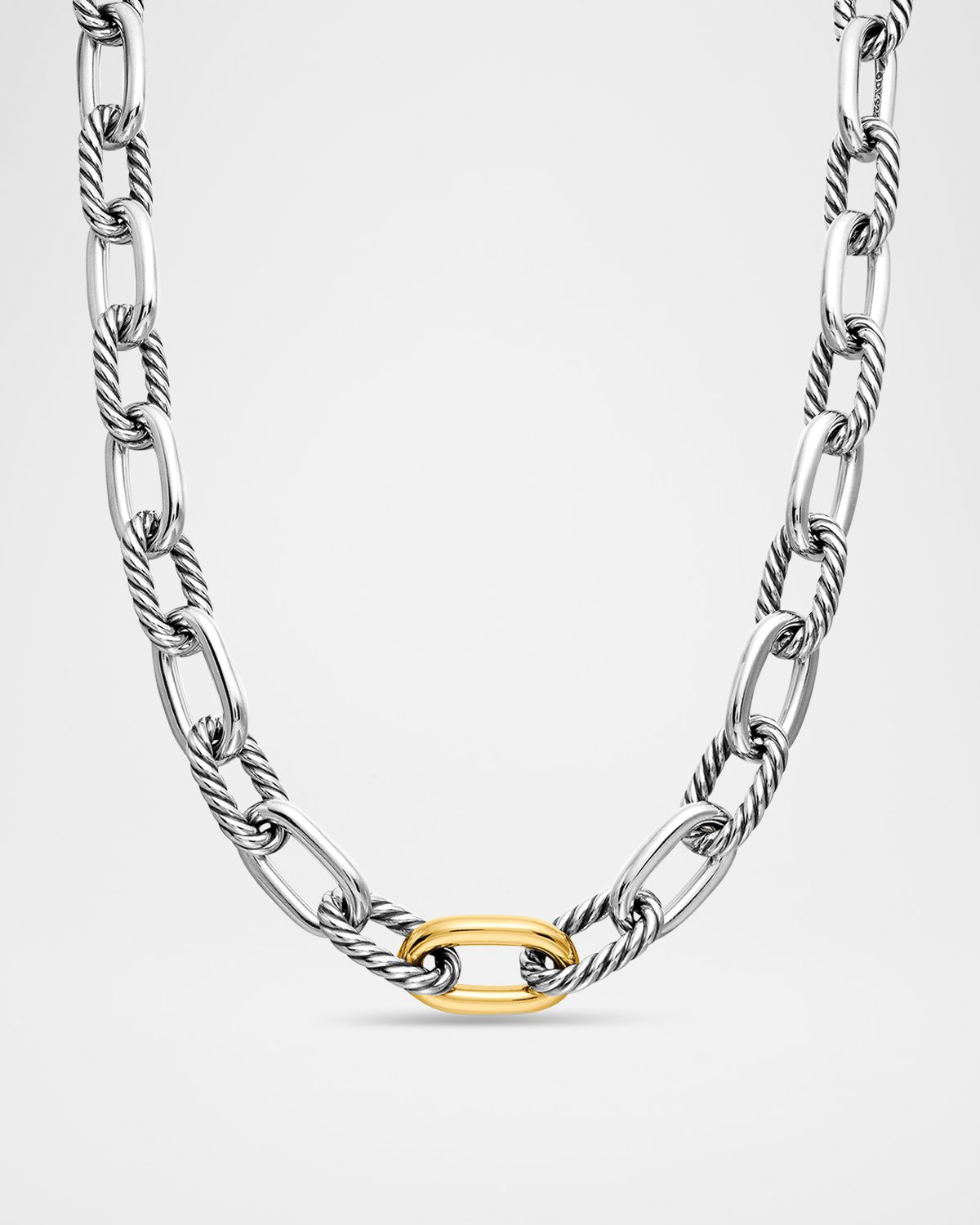 David Yurman DY Madison Chain Necklace in Silver with 18K Gold, 13.5mm
