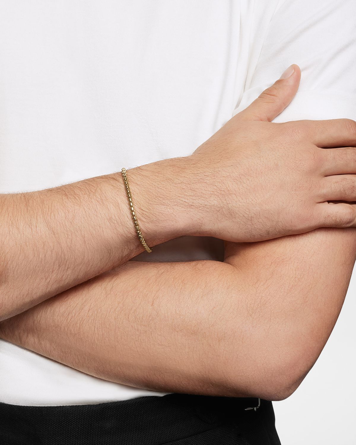 David Yurman Men 's Box Chain Bracelet in 18K Gold, 3.4mm