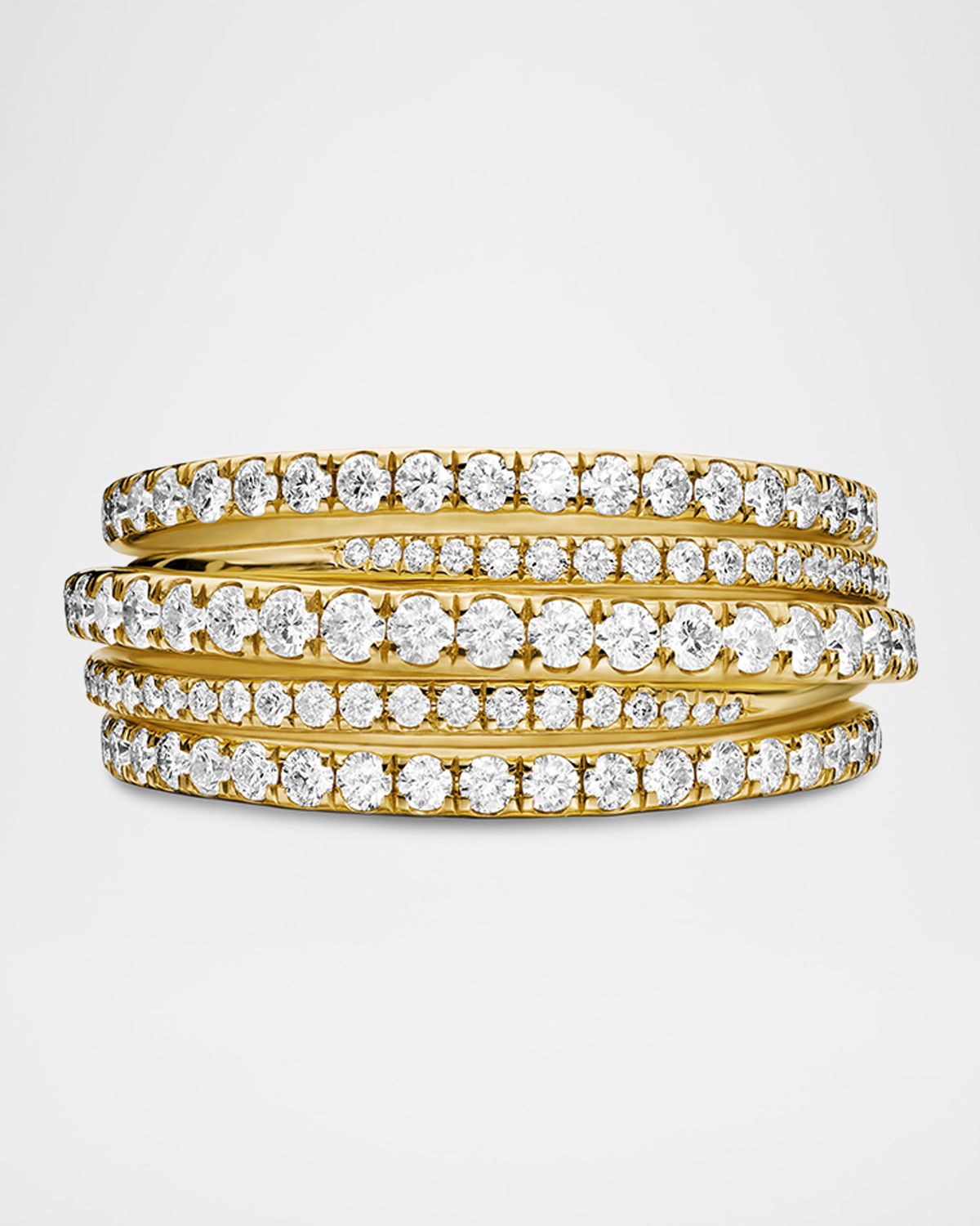 David Yurman Pave Crossover Ring with Diamonds in 18K Gold, 11mm