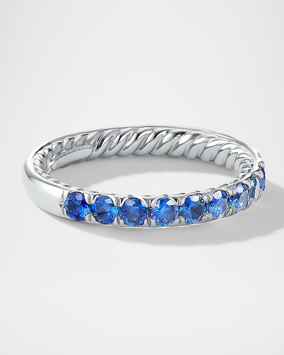 David Yurman DY Eden Eternity Wedding Band with Gemstones in Platinum