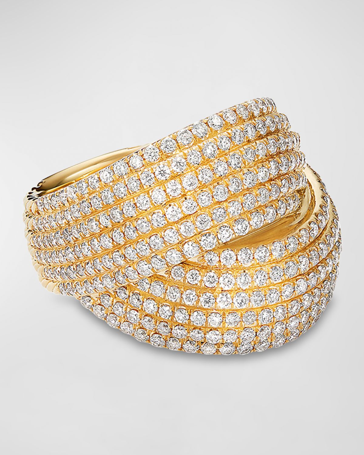 David Yurman DY Origami Crossover Ring with Diamonds in 18K Gold