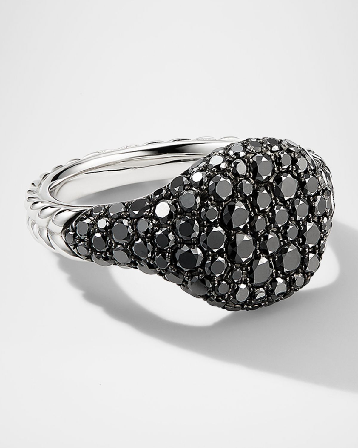 David Yurman Mini Chevron Pave Diamond Pinky Ring in 18k White Gold