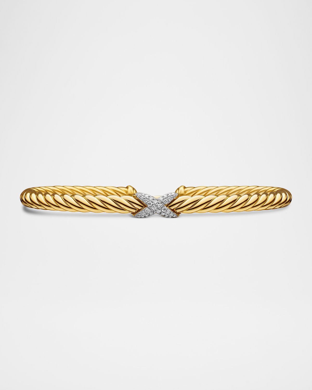 David Yurman Cablespira X Bracelet with Diamonds in 18K Gold