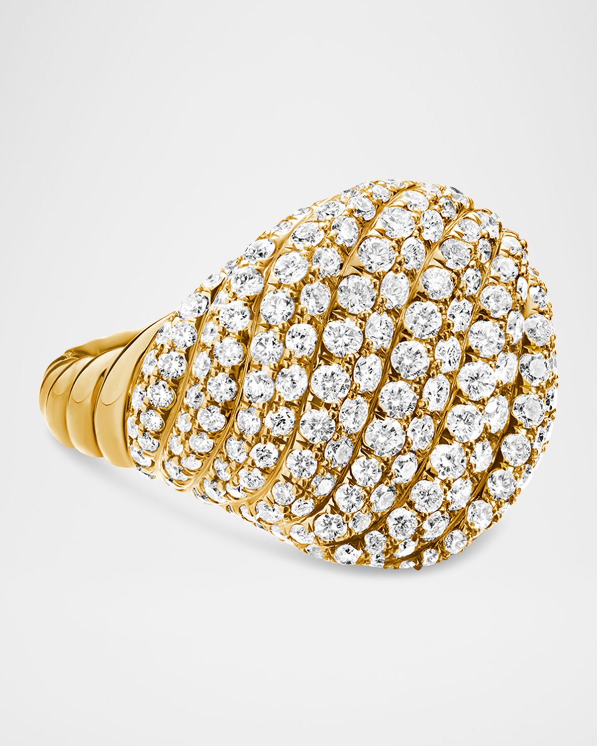 David Yurman Sculpted Cable Pinky Ring with Diamonds in 18K Gold
