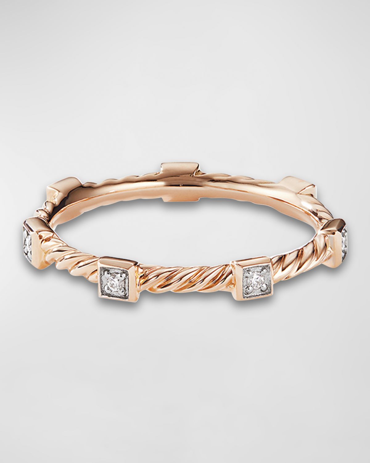 David Yurman Cable Collectibles Stack Ring with Diamonds in 18K Gold