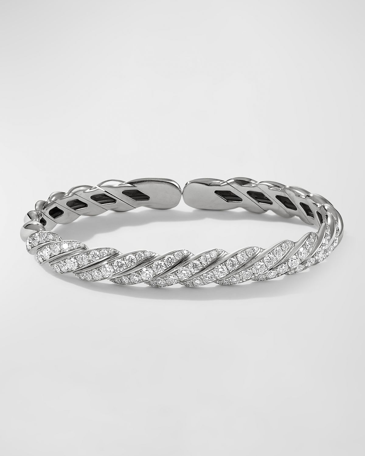 David Yurman Sculpted Cable Flex Bracelet with Diamonds in 18K White Gold/7.8mm