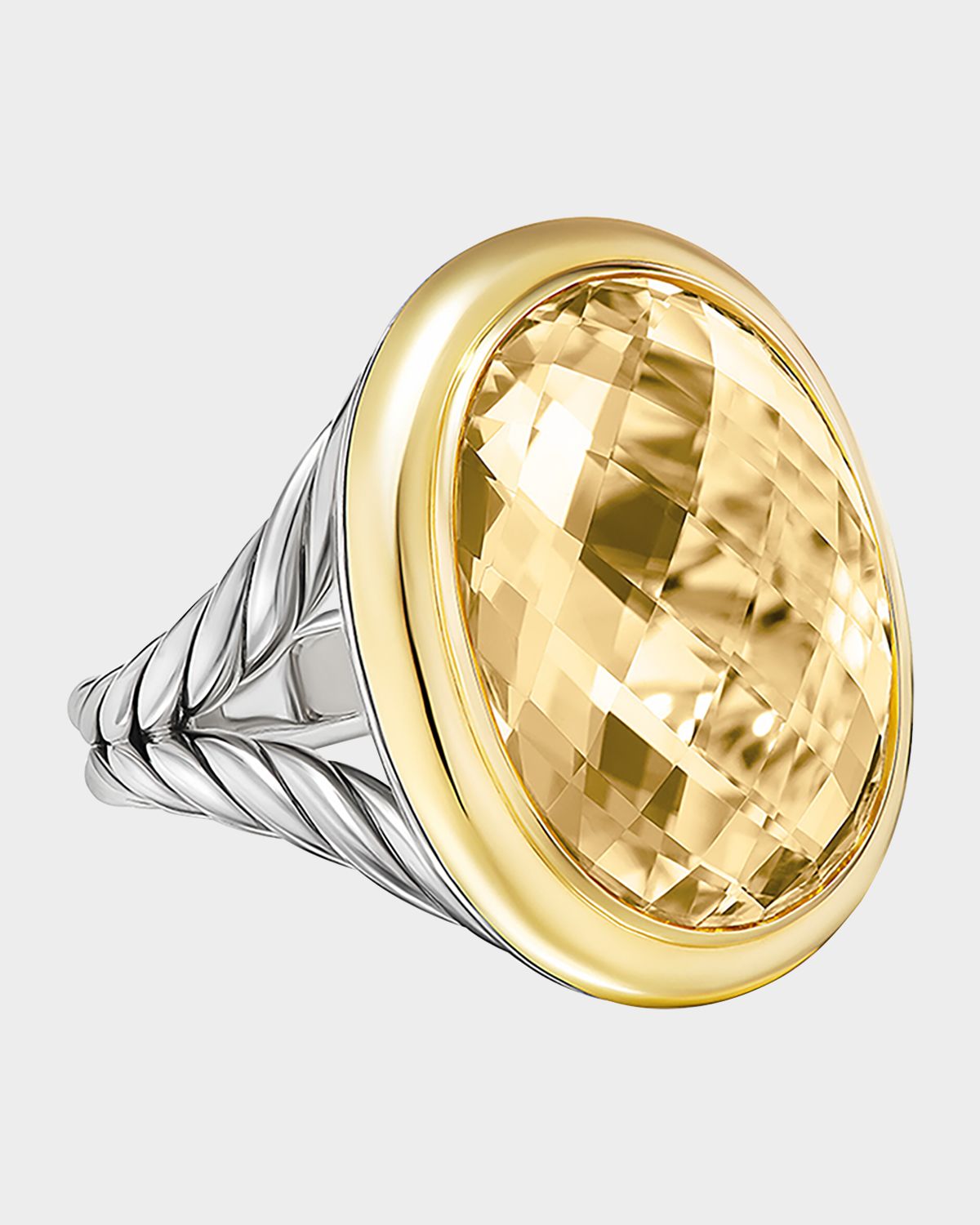 David Yurman Oval Ring with Gemstone in Silver and 18K Gold