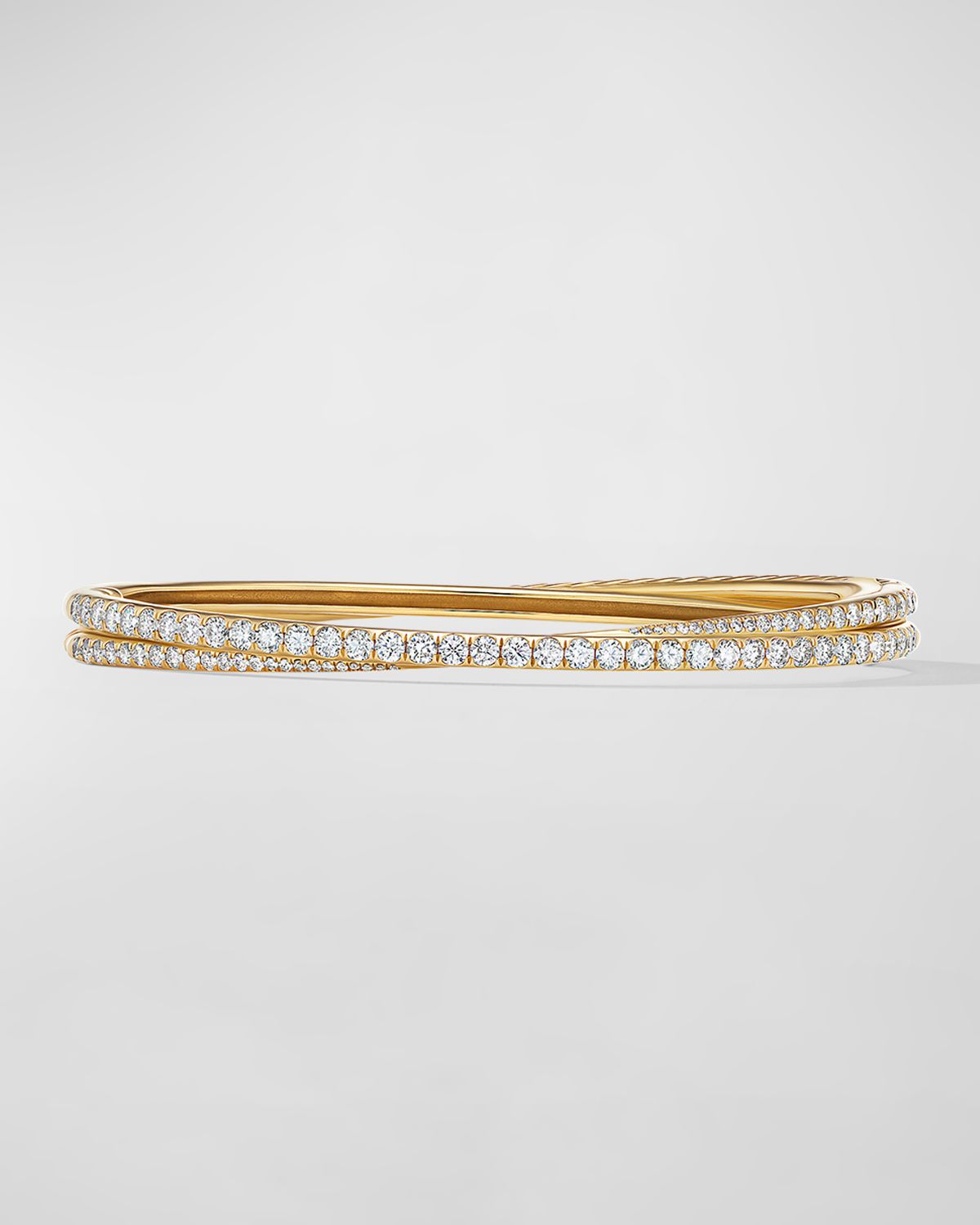 David Yurman 2-Row Pave Crossover Bracelet with Diamonds in 18K Gold