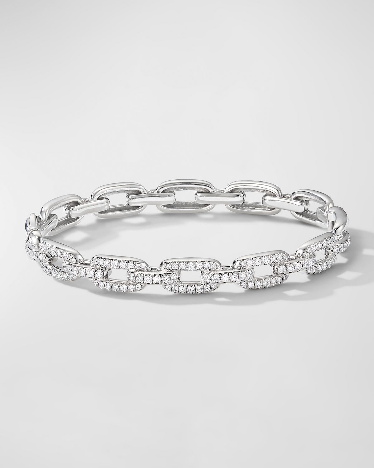 David Yurman Stax Link Bracelet with Diamonds in 18K White Gold